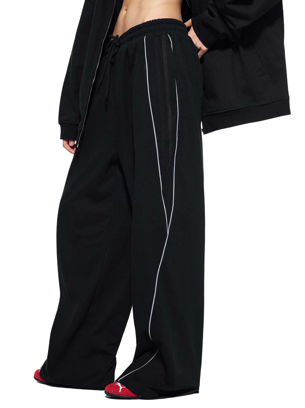 Bumbles Heart Wing Reflection Striped Straight-Leg Sweatpants