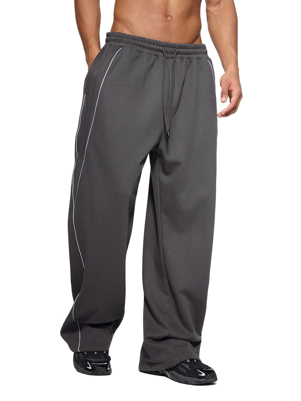Bumbles Heart Wing Reflection Striped Straight-Leg Sweatpants