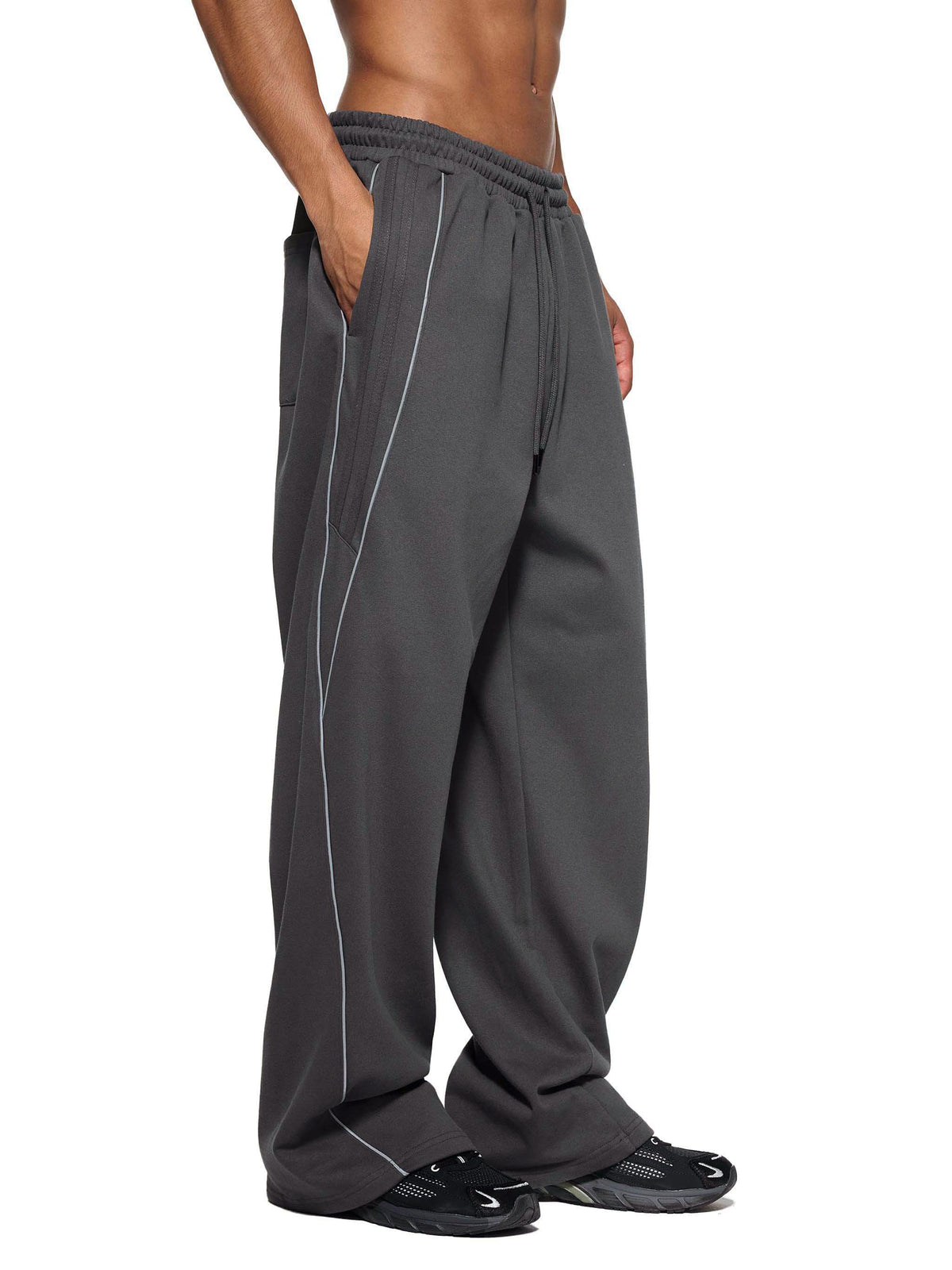Bumbles Heart Wing Reflection Striped Straight-Leg Sweatpants