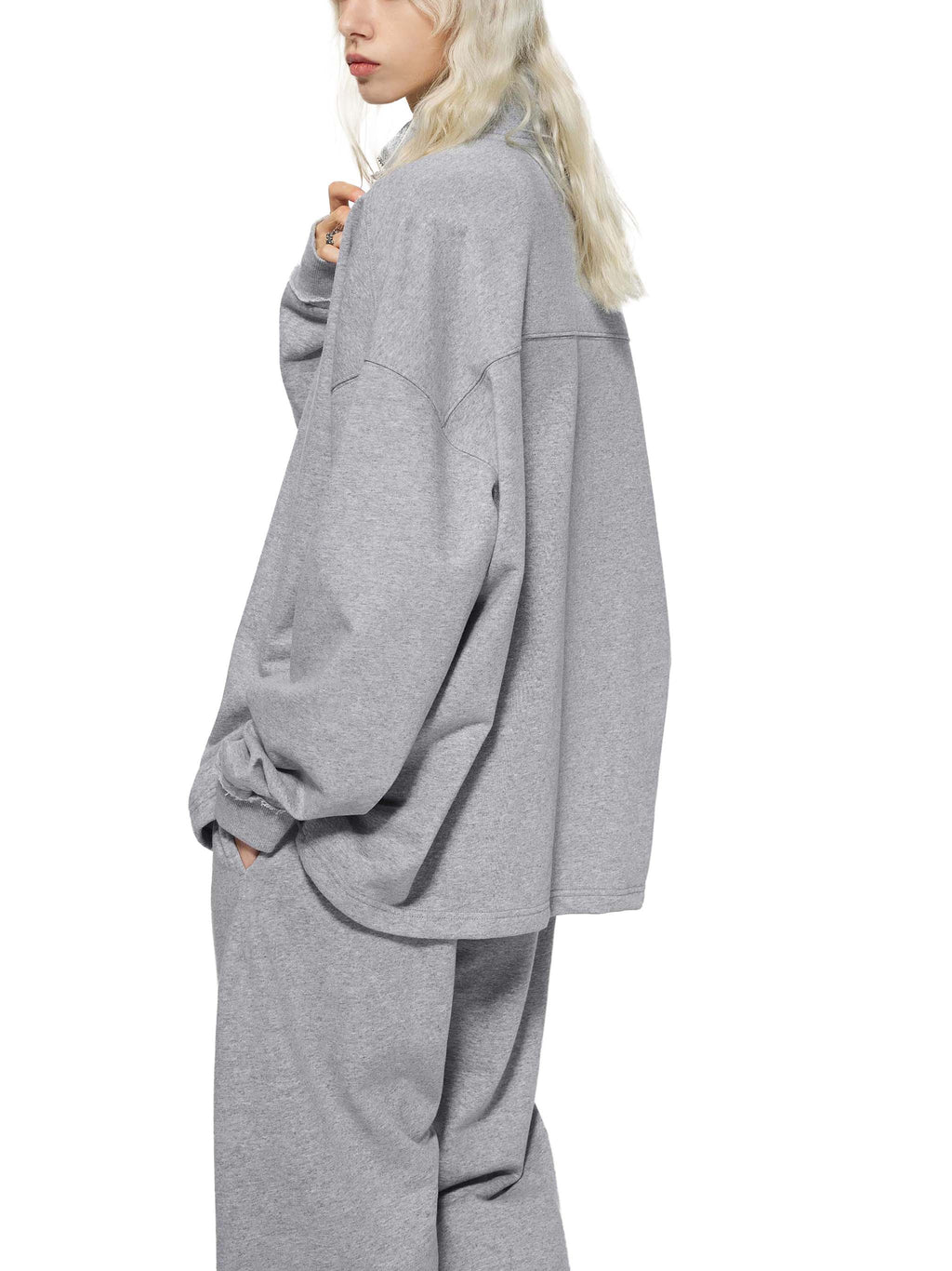 Queen of Champagne Half-Zip Rolled Edge Fleece Sweatshirt