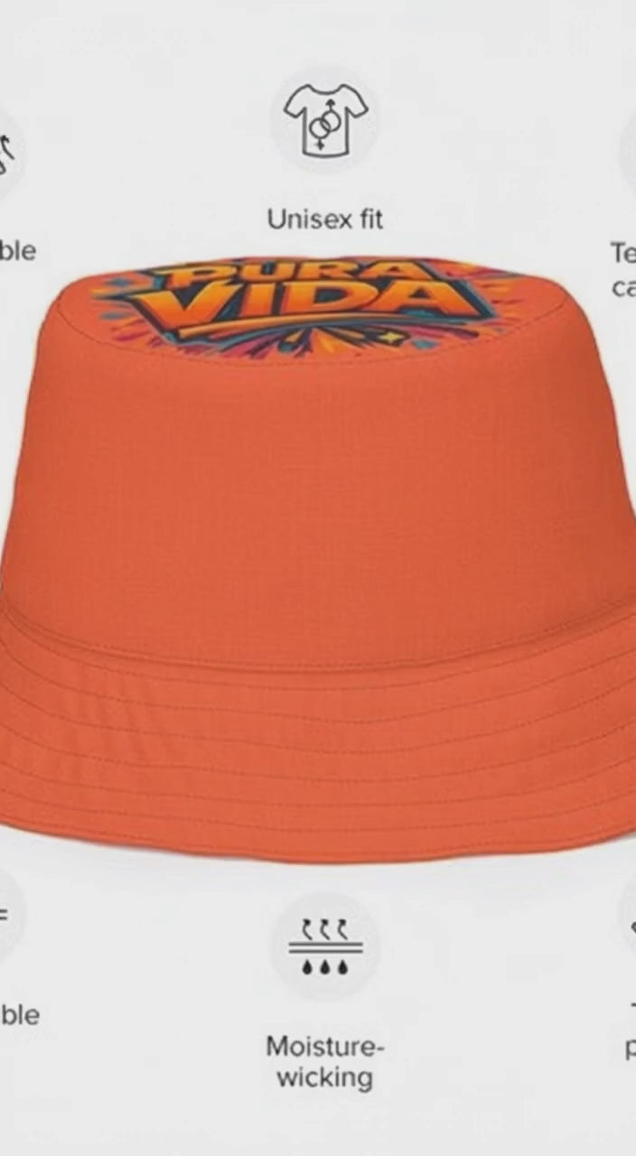 Blue Morpho Collage/ Orange Pura Vida Reversible bucket hat